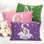 Fodera per cuscino personalizzata con animale nuvola nome e iniziale regalo per baby shower e compleanno per ragazzi e ragazze