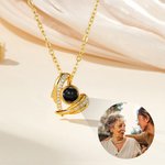 Personalized Zircon Angel Wing Photo Projection Necklace Dainty Jewelry Anniversary Birthday Memorial Gift for Women
