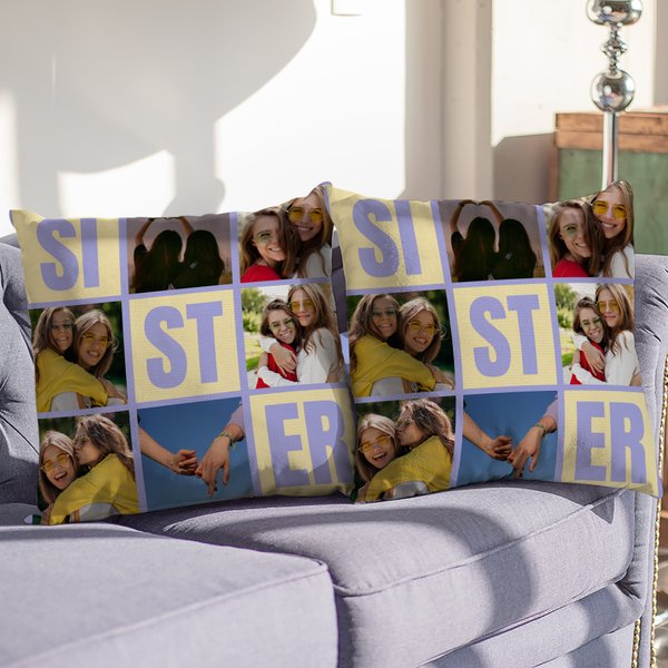Personalized 6 Photos Collage Multicolor Throw Pillow Cover Home Decor Birthday Christmas Gift for Sisters Friends