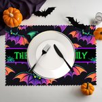 Personalized Halloween Pumpkin Ghost Placemat with Text Set of 4 Kitchen Dining Decor Halloween Party Gift for Family