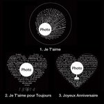 Bracelet Cœur Zircone Personnalisé avec Photo Micro-Projection Je T’Aime 100 Langues Bijou Délicat Cadeau Anniversaire pour Femme