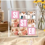 Personalized 6 Photos Collage Multicolor Square Acrylic Plaque Desk Decor Birthday Christmas Gift for Sisters Friends