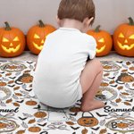 Personifierad spöke pumpa mjuk kasta filt baby swaddle knut hatt set med namn Halloween present till familj nya föräldrar