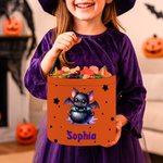 Personalized Multicolor Cute Bat Star Pattern Reusable Candy Bucket with Name Trick or Treat Party Halloween Gift for Kids