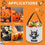 Personalized Multicolor Cute Bat Star Pattern Reusable Candy Bucket with Name Trick or Treat Party Halloween Gift for Kids