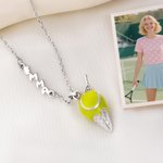 Personalized Ice Cream Tennis Necklace with Bubble Name Charm Sports Jewellery Game Day Birthday Gift for Women Tennis Lovers
