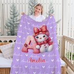 Personalized Santa Hat Snowman Initial Word Cloud Soft Throw Blanket with Name Home Decor Christmas Gift for Kids Family