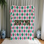 Gepersonaliseerde Wicked Pink Green Prismatic Plaid Zachte Deken Huisdecoratie Verjaardagsfeest Cadeau voor Vrouwen Filmfans