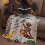 Personalized Cute Safari Animals Kid Face Photo Soft Throw Blanket with Text and Name Home Decor Birthday Gift for Boy Girl
