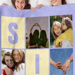 Personalized Nine-Square Grid Sister Soft Throw Blanket with 6 Photos Collage Home Decor Birthday Anniversary Gift for Besties Friends
