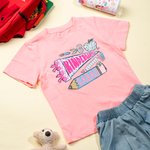 Personalisierte Bleistift Apfel Schere Buntstift Wimpel Kind T-Shirt mit Namen und Klasse zurück zu Schule Geburtstag Geschenk für Jungen Mädchen