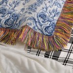 Personalized Retro Toile De Jouy Leopard Giraffe Elephant Soft Throw Blanket with Name and Tassel Home Decor Birthday Gift for Family