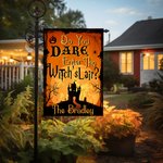 Gepersonaliseerde Halloween Thema Heksenhol Tuinvlag met Tekst Yard Porch Outdoor Decor Halloween Cadeau voor Familie Vriend