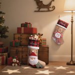 Personalised 3D Snowman Santa Claus Polar Bear Christmas Stocking with Embroidered Name Home Decor Christmas Gift for Kids Friends Family