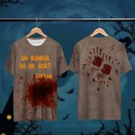 T-shirt Personnalisé avec Texte et Nom Thème de Halloween Style Sanglant Cadeau de Fête pour Homme
