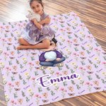 Personalized Birth Flower Cartoon Character Soft Throw Blanket with Name Home Decor Christmas Birthday Gift for Family Friends Kid Teenager