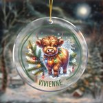 Personalisierte niedliche Hochlandkuh Acryl Ornament mit Namen Home Tree Decor Weihnachtsgeschenk für Hochlandkuh-Liebhaber