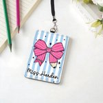 Porte-crayon personnalisé pour enseignants Porte-badge à rayures avec lanière Retour à l'école Cadeau de la semaine d'appréciation de l'enseignant pour les enseignants Éducateurs