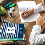 Personalized Stripes Camo A5 Spiral Notebook with Name Initial and 120 Pages Christmas Back to School Gift for Kids Students