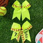 Personalized Softball Bow Sport Hair Accessories with Initial and Name Game Day Birthday Gift for Softball Players