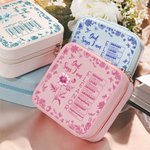 Personalized Toile De Jouy Birth Flower Bible Chapter Name PU Leather Jewelry Box Birthday Christmas Gift for Christians Women