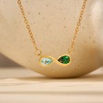 Personalised Double Birthstone Infinity Necklace Dainty Jewellery Wedding Birthday Gift for Couple Friend Women