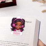 Personalized Cartoon Black Kid Magnetic Bookmark Clip with Name Reading Supplies Back to School Birthday Gift for Boys Girls Bookworms