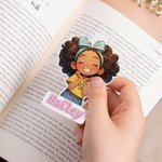 Personalized Cartoon Black Kid Magnetic Bookmark Clip with Name Reading Supplies Back to School Birthday Gift for Boys Girls Bookworms