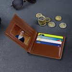 Personalized Comic Style Character Foldable PU Leather Wallet with Name Anniversary Birthday Christmas Gift for Man