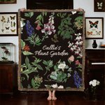 Personalized Gothic Herbs Tassel Soft Throw Blanket with Name Home Decor Halloween Party Gift for Goth and Herbal Enthusiasts