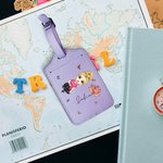 Etichetta in pelle PU personalizzata con nome inciso donna e fiore della nascita multicolore accessorio da viaggio regalo di compleanno per lei