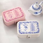 Personalized Toile De Jouy Birth Flower Bible Chapter Name PU Leather Jewelry Box Birthday Christmas Gift for Christians Women