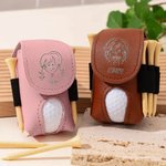 Personalized Comic Style Avatar Golf Ball Tee Holder PU Leather Pouch with Name Sports Accessory Club Training Gift for Golf Players