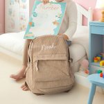Personalisierte Multicolor Cord Kleinkind Schultasche mit gestickten Namen Geburtstag zurück zu Schule Geschenk für Kinder Kleinkinder