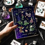Personalized Gothic Starry Sky Herbal A5 Spiral Notebook with Name Daily Use Halloween Gift for Book Lovers Goth Herbal Enthusiasts