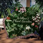 Personalized Gothic Herbs Tassel Soft Throw Blanket with Name Home Decor Halloween Party Gift for Goth and Herbal Enthusiasts