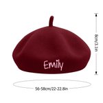 Henkilökohtainen Vintage Wool Beret Hat kirjailtu nimi Winter Accessory Syntymäpäivä Joululahja naisille miehille miehille