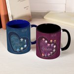 Personalized Vintage Heart Birth Flower 11 oz Ceramic Mug with 1-12 Names and Title Birthday Christmas Gift for Mom Grandma