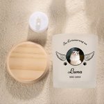 Personalisiertes Pfotenabdruck Kerzenglas mit LED-Kerze Titel Namen Datum Flügeln Haustier Verlust Erinnerung Trostgeschenk für Tierbesitzer