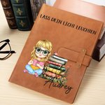 Personalisiertes PU-Ledereinband mit Cartoon-Figur Namen Aufbewahrungstasche A5-Notizbuch Lesezeichen Geburtstagsgeschenk für Familie