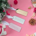 Personalized Engraved Name Mirrored Acrylic Stocking Tag Christmas Lights Tree Decor Christmas Gift for Family Friends