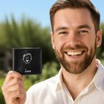 Personalized Comic Style Character Foldable PU Leather Wallet with Name Anniversary Birthday Christmas Gift for Man