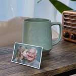 Henkilökohtainen kaiverrettu Line Art Photo Portrait 11.8 oz Keraaminen kahvimuki Päivittäinen käyttö Joulu Syntymäpäivälahja perheelle Ystäville