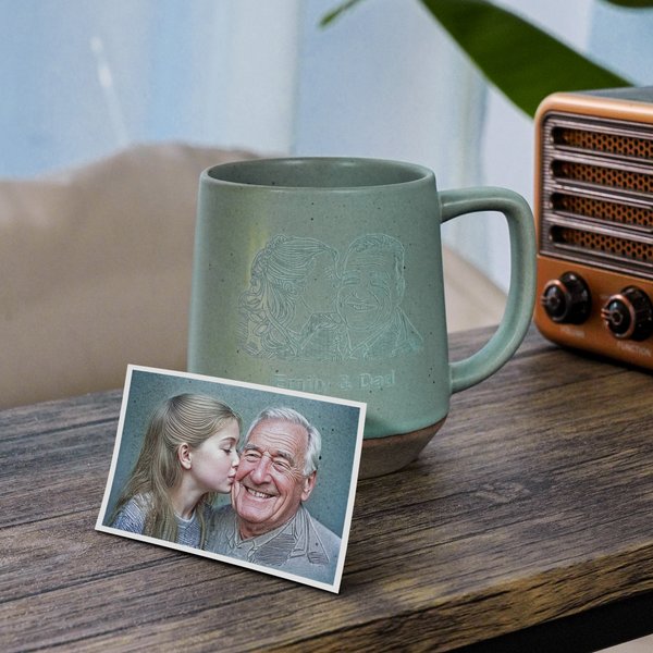 Personalised Engraved Line Art Photo Portrait 11.8 oz Ceramic Coffee Mug Daily Use Christmas Birthday Gift for Family Friends