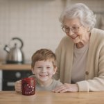 Personalized Vintage Heart Birth Flower 11 oz Ceramic Mug with 1-12 Names and Title Birthday Christmas Gift for Mom Grandma