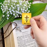 Personligt kors och födelseblomma PU-läder Magnetiskt bokmärkesklämma med namn Födelsedag Dopgåva för kristna bokmalar