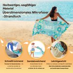 Personalisiertes Strandtuch im Sonnige-Blumen-Design mit Namen Sommer Urlaub Strandparty Geburtstag Geschenk für Kinder Damen