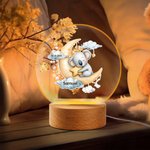 Personalizzato Luna Stelle Animali Carini Luce Notturna LED con Nome Data e Base in Legno Decor Asilo Nido Compleanno Baby Shower Regalo per Bambini