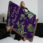 Personalized Gothic Herbs Tassel Soft Throw Blanket with Name Home Decor Halloween Party Gift for Goth and Herbal Enthusiasts