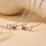 Personalised Double Birthstone Infinity Necklace Dainty Jewellery Wedding Birthday Gift for Couple Friend Women